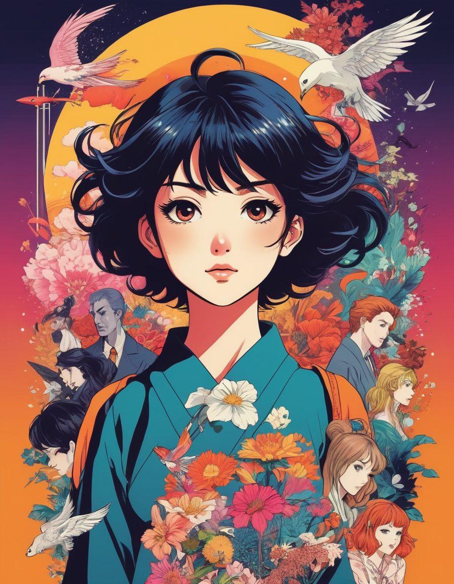 A colorful collage showcasing the evolution of anime and manga, featuring a blend of classic ink illustrations morphing into dynamic animations. Include iconic adult-themed characters from different eras, with a contrasting background that transitions from vintage to modern digital aesthetics. Capture the essence of both mediums, highlighting key moments in their transformation. vibrant colors. retro and modern styles. intricate details.